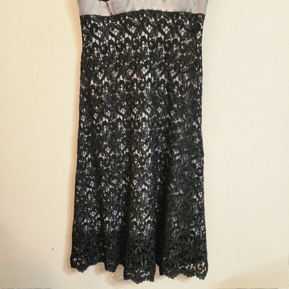 TADASHI SHOJI COLLECTION Black Lace Gray Lined Evening Dress Women 10 Stunning - Picture 5 of 12